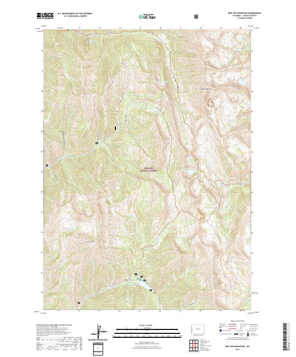 USGS US Topo 7.5-minute map for Red Top Mountain WY 2021