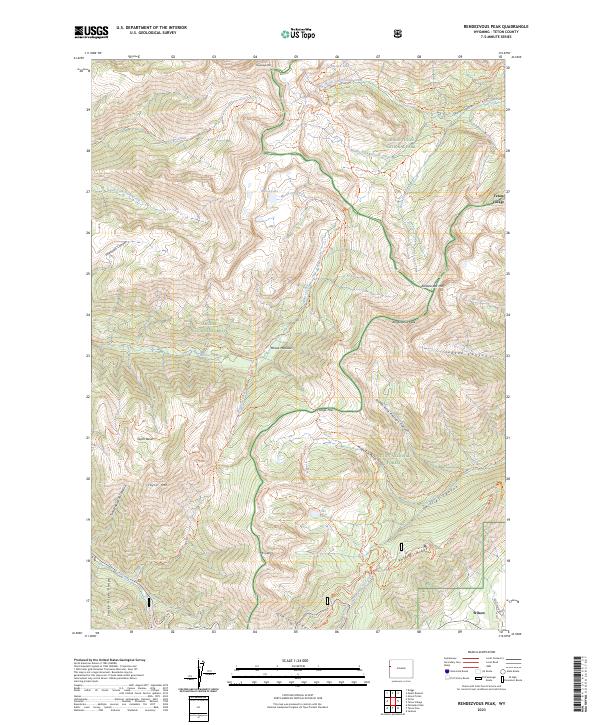 US Topo 7.5-minute map for Rendezvous Peak WY