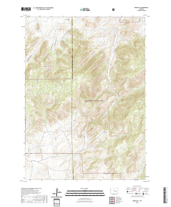 USGS US Topo 7.5-minute map for Reno Hill WY 2021