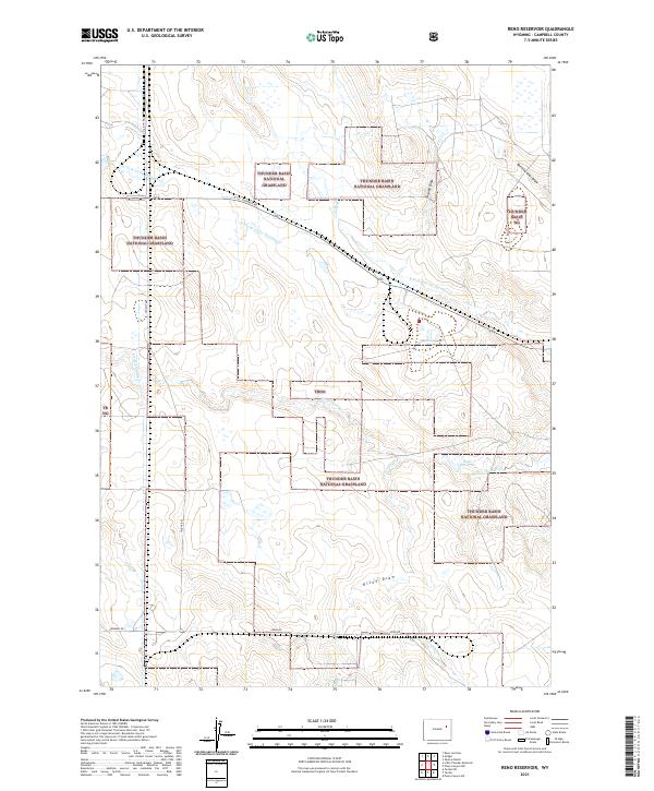 USGS US Topo 7.5-minute map for Reno Reservoir WY 2021