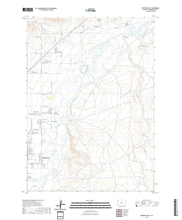 USGS US Topo 7.5-minute map for Riverton East WY 2021