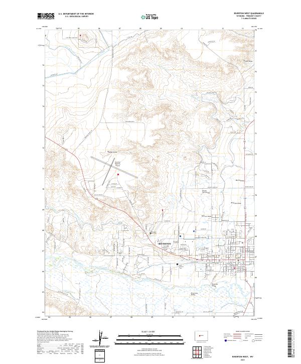 USGS US Topo 7.5-minute map for Riverton West WY 2021