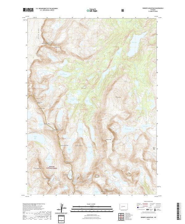 USGS US Topo 7.5-minute map for Roberts Mountain WY 2021