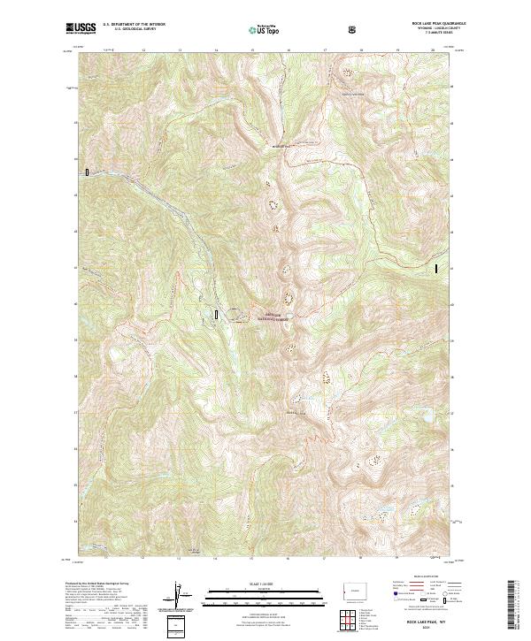 USGS US Topo 7.5-minute map for Rock Lake Peak WY 2021