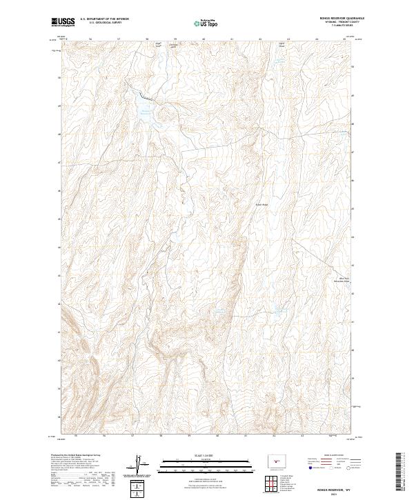 USGS US Topo 7.5-minute map for Rongis Reservoir WY 2021