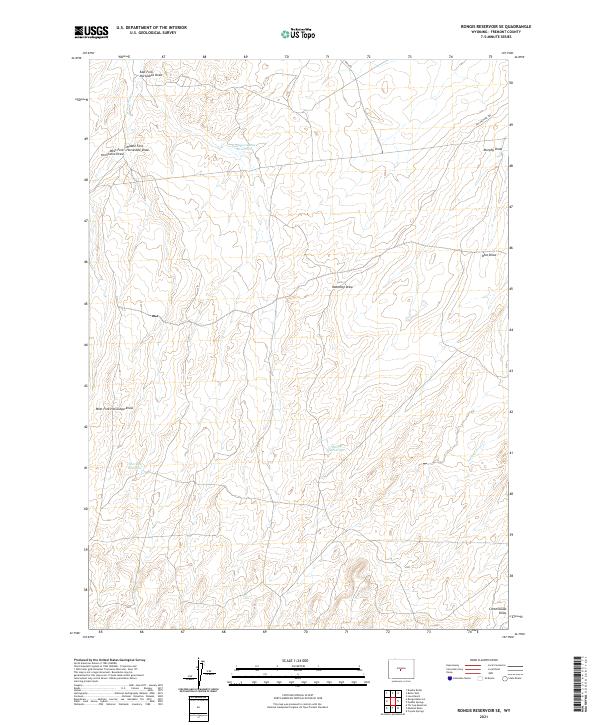 USGS US Topo 7.5-minute map for Rongis Reservoir SE WY 2021