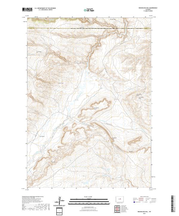 USGS US Topo 7.5-minute map for Roughlock Hill WY 2021