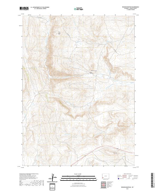 USGS US Topo 7.5-minute map for Round Mountain WY 2021