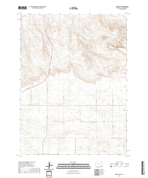 USGS US Topo 7.5-minute map for Round Top WY 2021