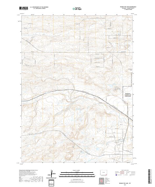 USGS US Topo 7.5-minute map for Round Top Lake WY 2021