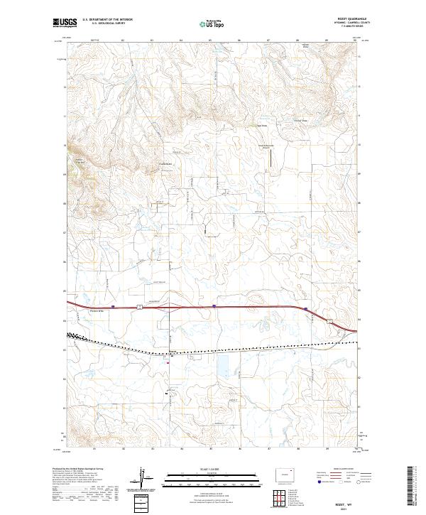 USGS US Topo 7.5-minute map for Rozet WY 2021