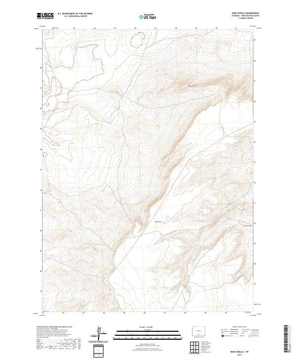 USGS US Topo 7.5-minute map for Ruby Knolls WY 2021