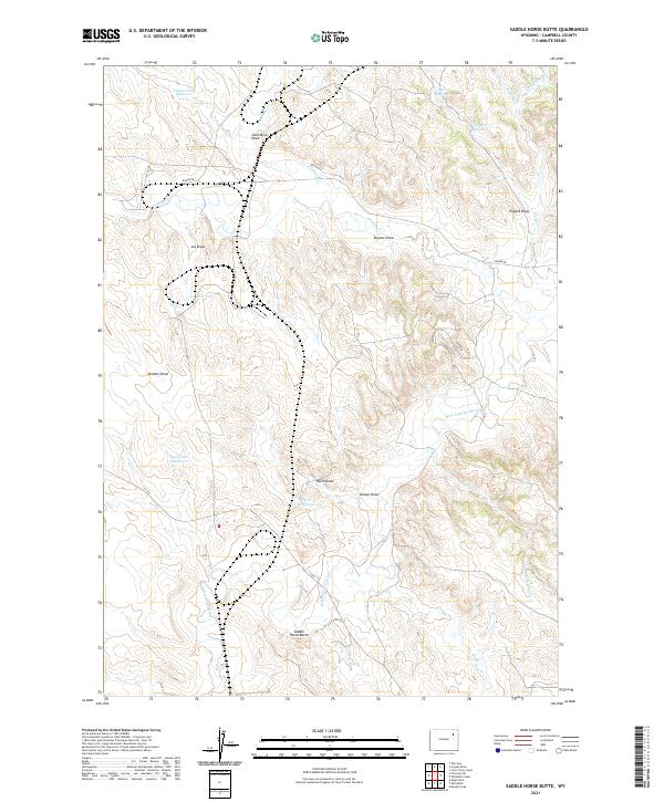 USGS US Topo 7.5-minute map for Saddle Horse Butte WY 2021