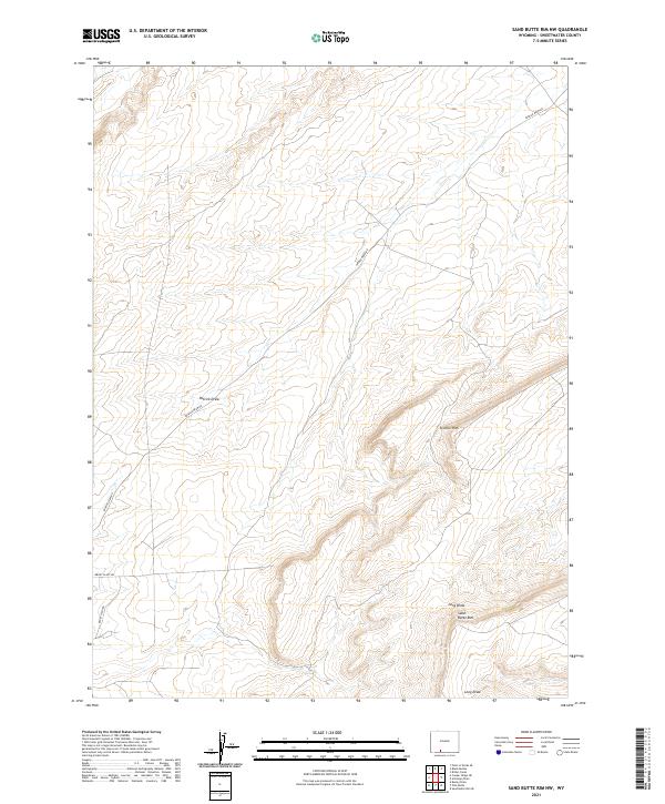 USGS US Topo 7.5-minute map for Sand Butte Rim NW WY 2021