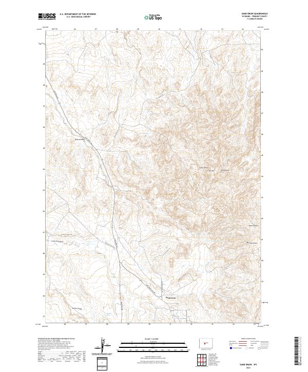 USGS US Topo 7.5-minute map for Sand Draw WY 2021