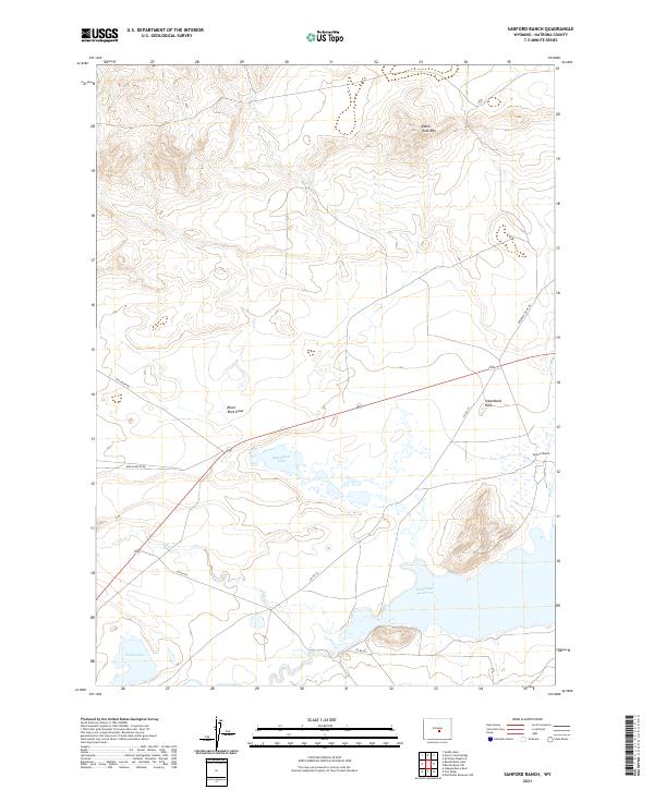 USGS US Topo 7.5-minute map for Sanford Ranch WY 2021