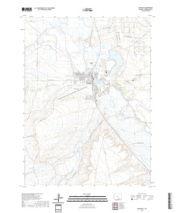 USGS US Topo 7.5-minute map for Saratoga WY 2021