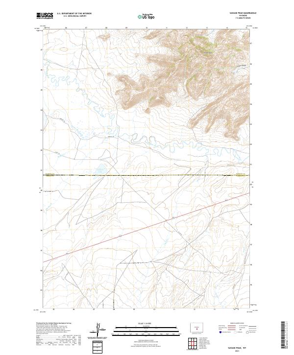 USGS US Topo 7.5-minute map for Savage Peak WY 2021