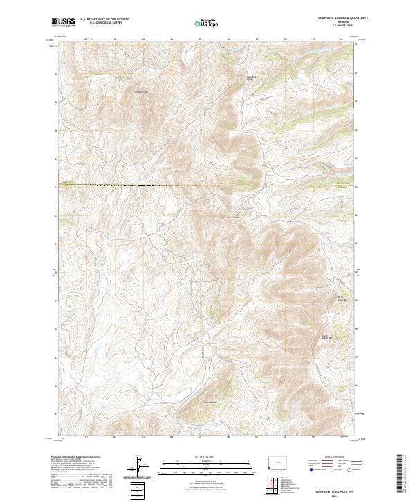 USGS US Topo 7.5-minute map for Sawtooth Mountain WY 2021