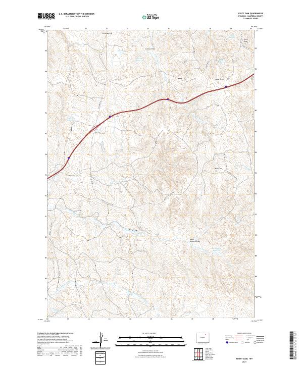 USGS US Topo 7.5-minute map for Scott Dam WY 2021