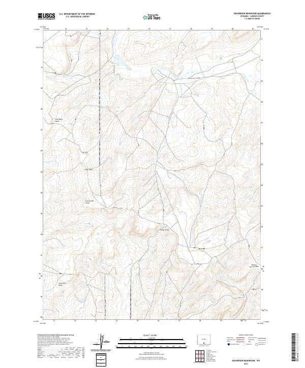 USGS US Topo 7.5-minute map for Seaverson Reservoir WY 2021