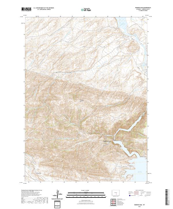 USGS US Topo 7.5-minute map for Seminoe Dam WY 2021