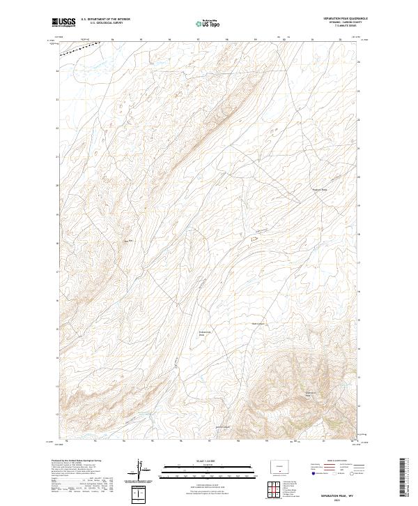 USGS US Topo 7.5-minute map for Separation Peak WY 2021