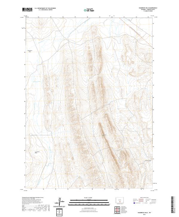 USGS US Topo 7.5-minute map for Shamrock Hills WY 2021