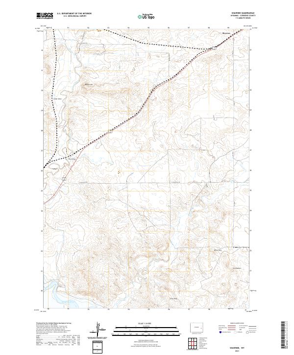 USGS US Topo 7.5-minute map for Shawnee WY 2021