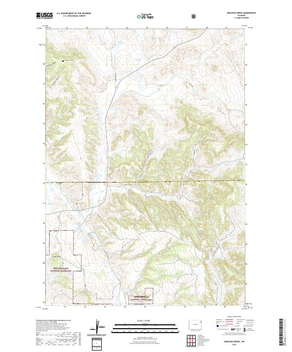 USGS US Topo 7.5-minute map for Sheldon Creek WY 2021