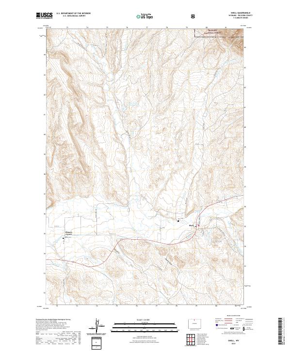 USGS US Topo 7.5-minute map for Shell WY 2021