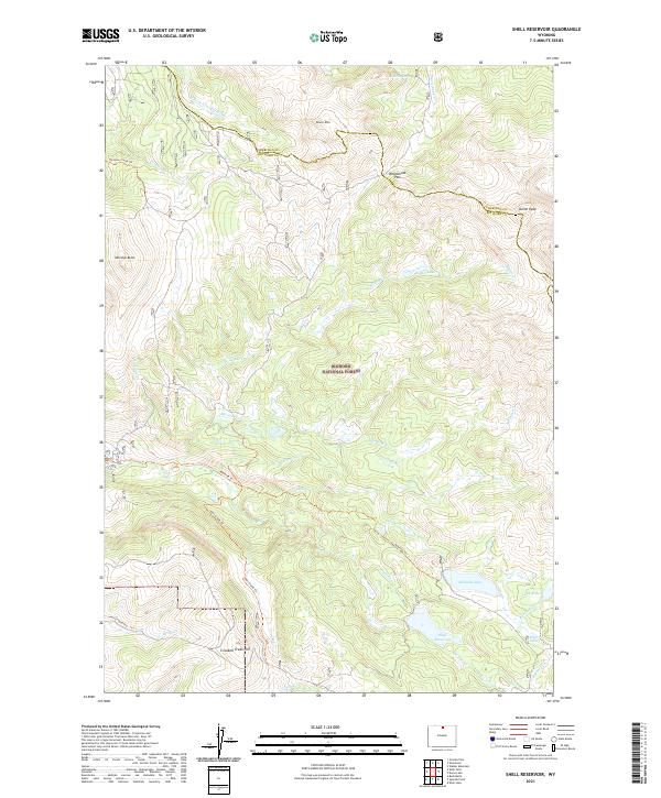 USGS US Topo 7.5-minute map for Shell Reservoir WY 2021