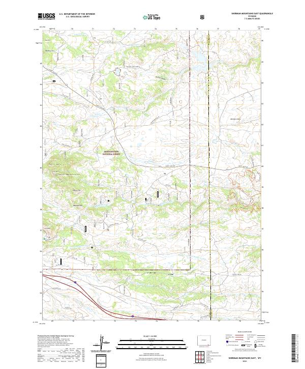 USGS US Topo 7.5-minute map for Sherman Mountains East WY 2021