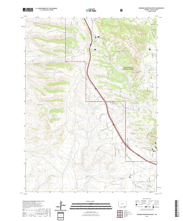 USGS US Topo 7.5-minute map for Sherman Mountains West WY 2021