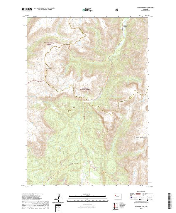 USGS US Topo 7.5-minute map for Shoshone Pass WY 2021