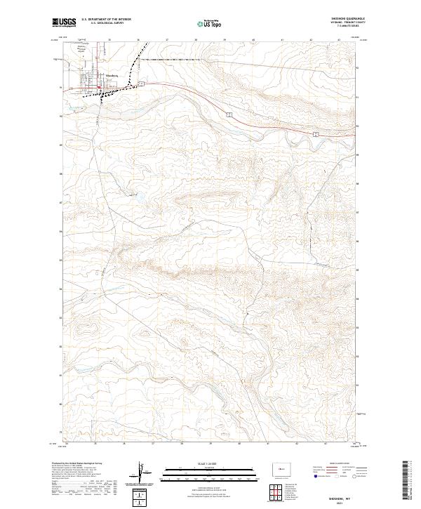 USGS US Topo 7.5-minute map for Shoshoni WY 2021