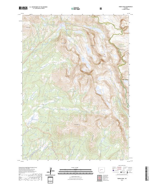 US Topo 7.5-minute map for Temple Peak WY