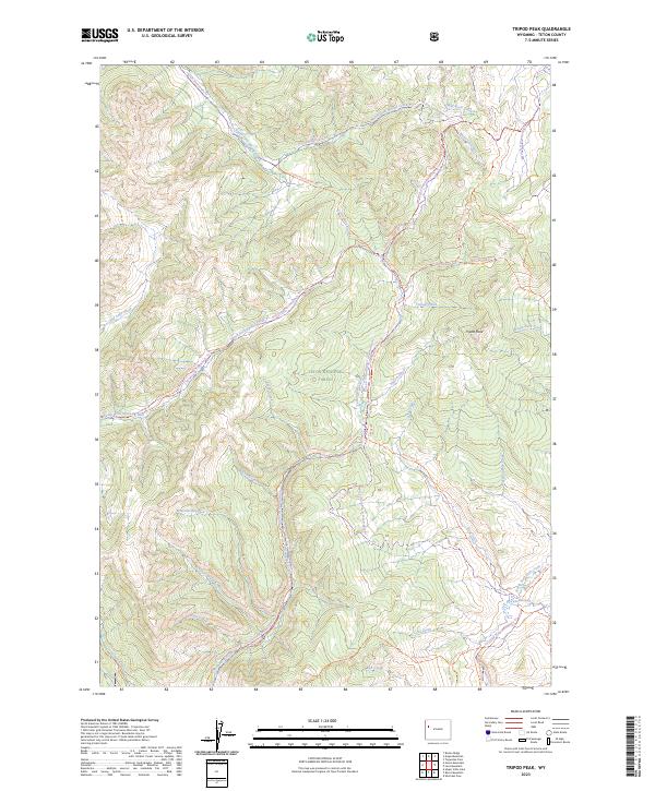 US Topo 7.5-minute map for Tripod Peak WY