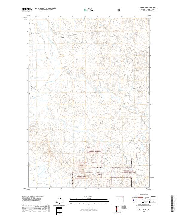 USGS US Topo 7.5-minute map for Tuttle Draw WY 2021