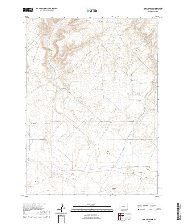 USGS US Topo 7.5-minute map for Twelvemile Sink WY 2021