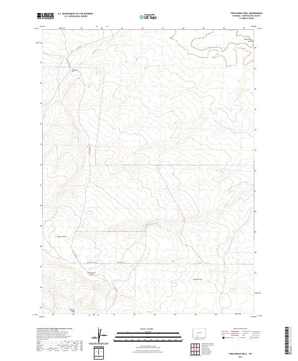 USGS US Topo 7.5-minute map for Twelvemile Well WY 2021