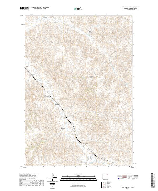 USGS US Topo 7.5-minute map for Twentymile Butte WY 2021