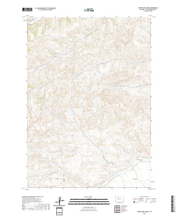 USGS US Topo 7.5-minute map for Twentyone Creek WY 2021