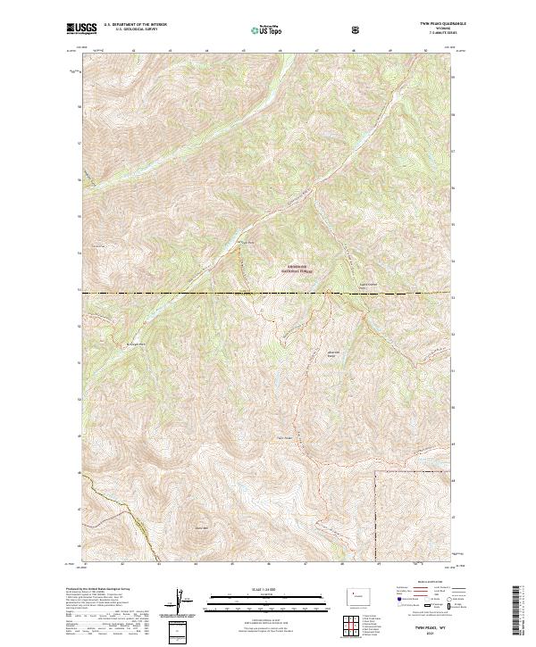 USGS US Topo 7.5-minute map for Twin Peaks WY 2021