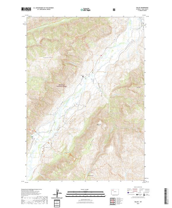 USGS US Topo 7.5-minute map for Valley WY 2021