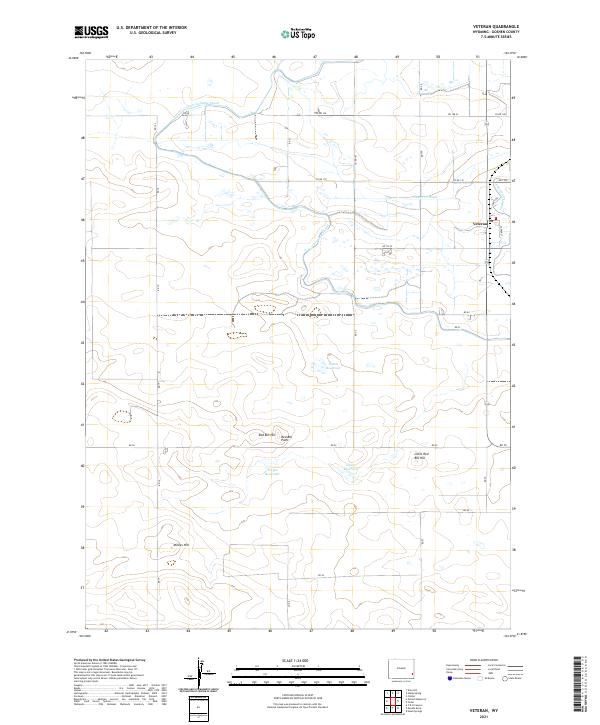 USGS US Topo 7.5-minute map for Veteran WY 2021