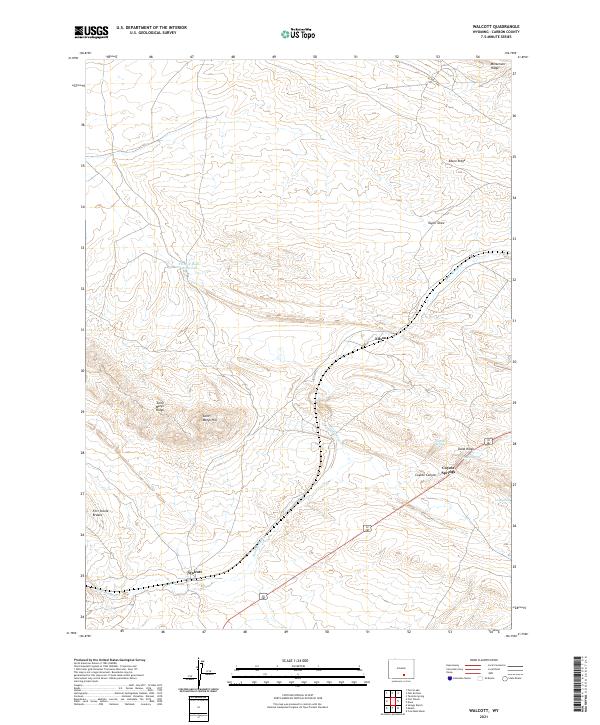 USGS US Topo 7.5-minute map for Walcott WY 2021