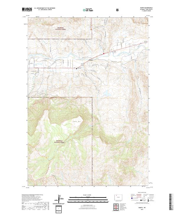 USGS US Topo 7.5-minute map for Wapiti WY 2021