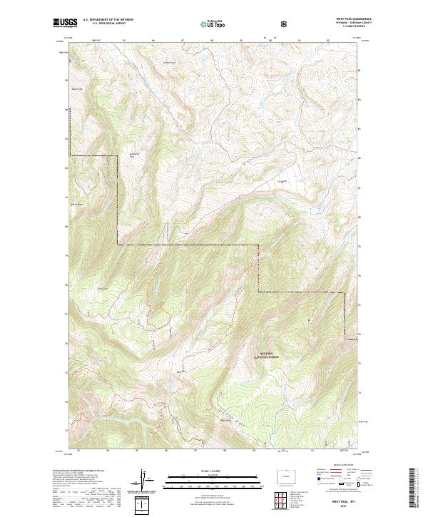 USGS US Topo 7.5-minute map for West Pass WY 2021