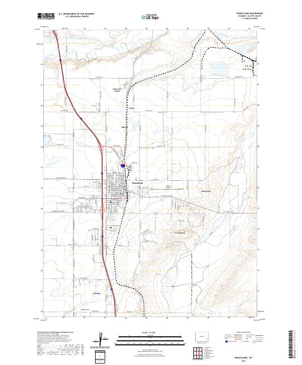 USGS US Topo 7.5-minute map for Wheatland WY 2021